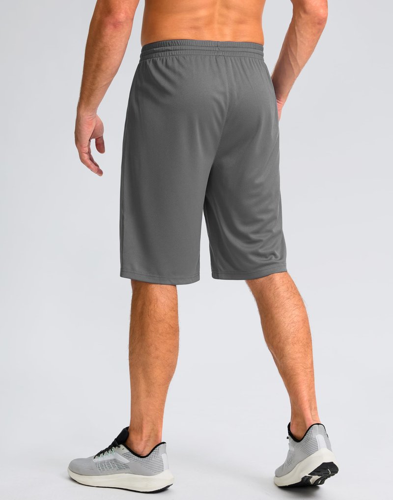 G Gradual Men's Athletic Shorts with Pockets 9" / 11" Long Basketball Shorts Lightweight Quick Dry Gym Workout Shorts for Men(Steel,S)
