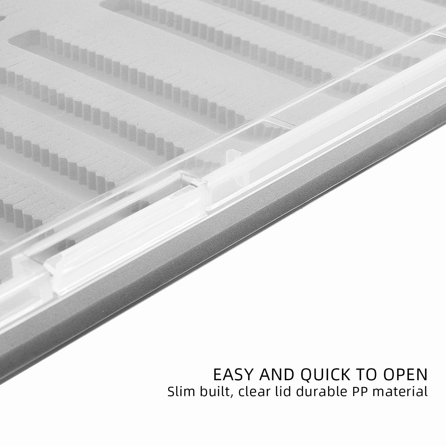 SF Collection Fly Boxes Clear Fly Fishing Box Extra Large Capacity Fishing Competition Hook Tackle Ice Fishing Jig Head Boxes, Slit Foam 2 Pack Size A4