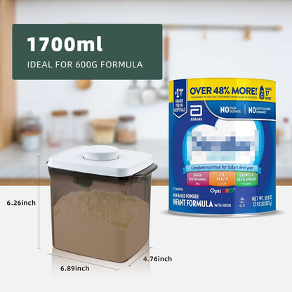 Tourdeus 1700ml Airtight Formula Container Pop Up Milk Powder Container Formula Dispenser, 21OZ, 1.32LB, 600g, Brown