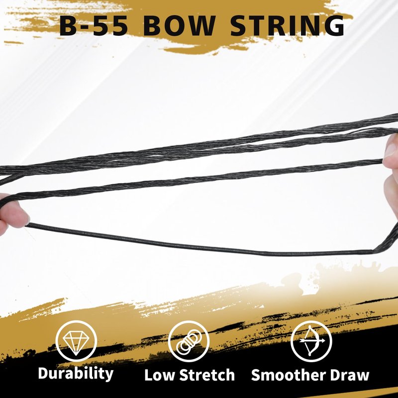 LWANO B55 Bow String,Replacement for Archery Recurve Traditional & Longbow Bowstring,12/14/16 Strands 48-70in,2 Brass Nocks Included (16 Strands (Recommended up to 65 lb), AMO 62"(Actual Length 58"))