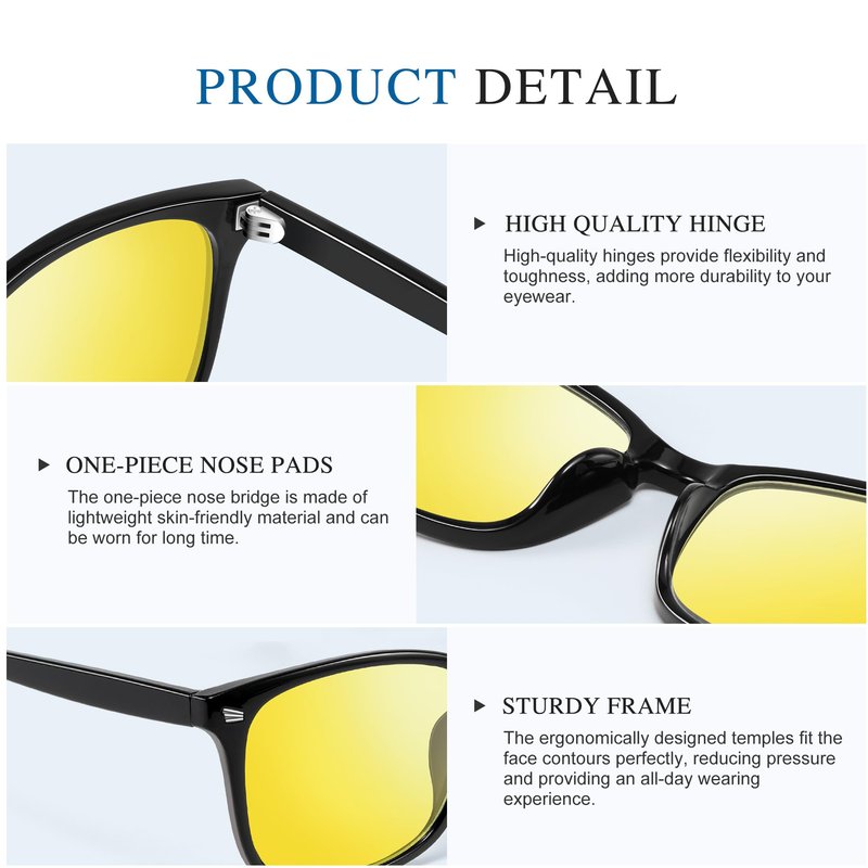 PLFOG Night Driving Glasses for Men Women - Polarized Night Vision Glasses Anti Glare Nighttime Eyeglasses Yellow Lens