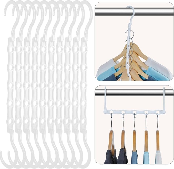 HOUSE DAY White Magic Plastic Hangers Space Saving Organizers and Storage