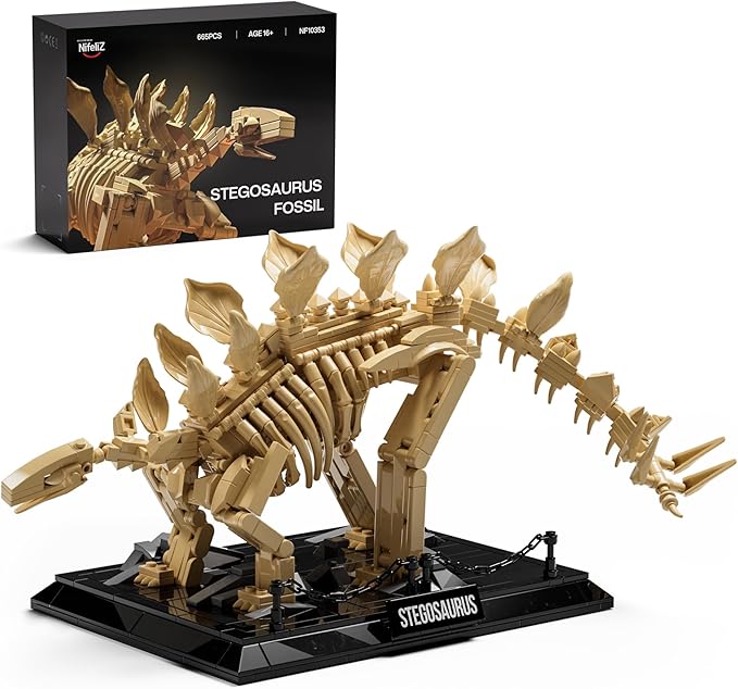 Nifeliz Stegosaurus Fossils Model Set Dinosaur Skeleton Building Set with Display Base for Adults Ideal Gift for Enthusiasts and Collectors (665 PCS NF10353)