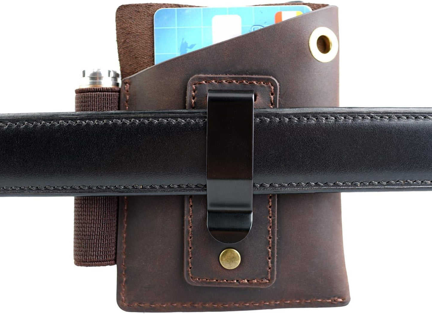 VIPERADE PJ12 Leather EDC Pocket Organizer for Belt, Multitool and Flashlight Holster, Leather EDC Holster with Pen Loop, EDC Leather Knife Sheath with Belt Clip