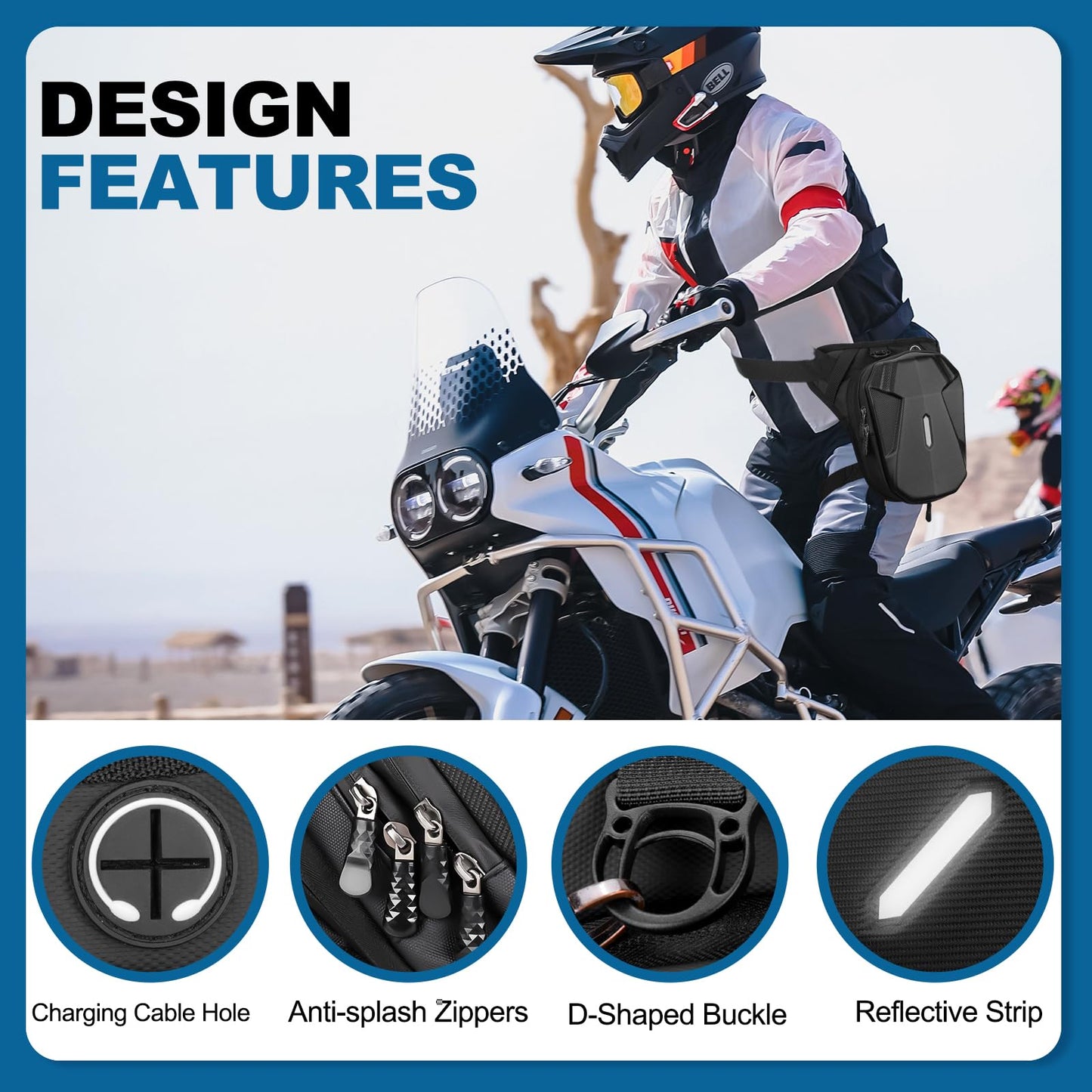ISEYOU Thigh Bag, Motorcycle Leg Bag for Men Women, Drop Leg Bag with Removable Leg Straps, Multifunctional Gear Bags for Cycling Hiking Camping Fishing Travel Outdoor
