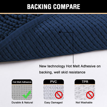 H.VERSAILTEX Navy Blue Bath Mats for Bathroom, Bath Mat 20x32 inch Oversize Bathroom Rug Shag Shower Mat Soft Texture Floor Mat Machine-Washable Bath mats with Water Absorbent Soft Microfibers Rugs