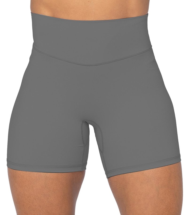 Sunzel 8" Waist Biker Shorts for Women No Front Seam Soft Yoga Workout Gym Bike Shorts Tummy Control Squat Proof Charcoa Grey Small
