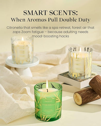 M&SENSE Fresh Linen Scented Vegan Soy Candles,Subtle Scented, No Toxin 8.1oz 42-Hour Long Burning Time,Calming Candles for Home Fragrance Office,Housewarming Gift for Women & Men