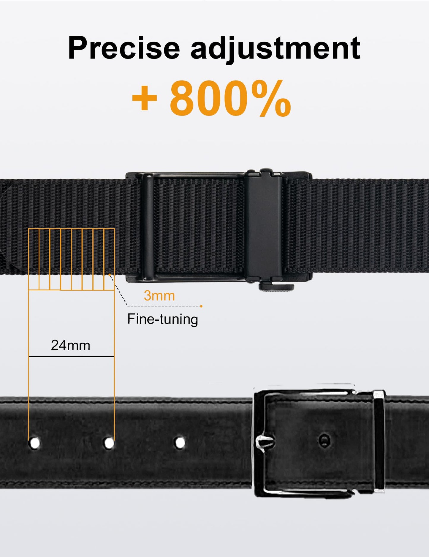 JUKMO Ratchet Belt for Men, Nylon Web Tactical Belt with Automatic Slide Buckle (Black, Medium)