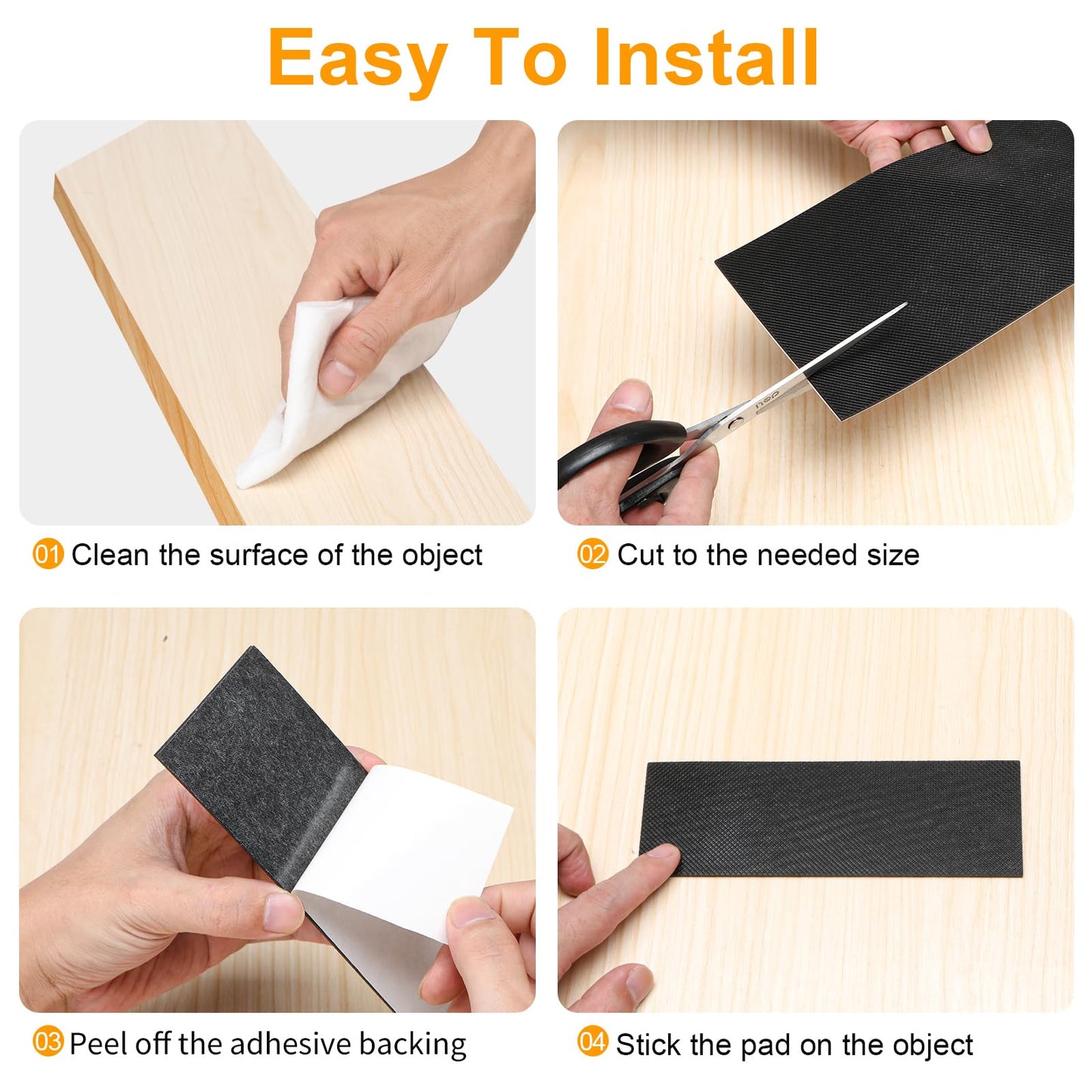 CHUNZEXI Non Slip Furniture Pads, Self Adhesive Rubber Pads with Anti Skid Stickers, Cuttable Rubber Sheet for Furniture and Appliances (4” × 40”)