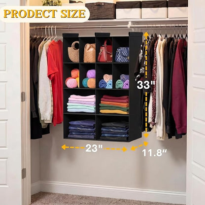 Ofiray-home 4 Tier Hanging Closet Organizer, 12 Compartments Sweater Organizer