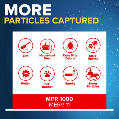 Filtrete 16x21x1 AC Furnace Air Filter, MERV 11, MPR 1000, Micro Allergen Defense, 3-Month Pleated 1-Inch Electrostatic Air Cleaning Filter, 2 Pack