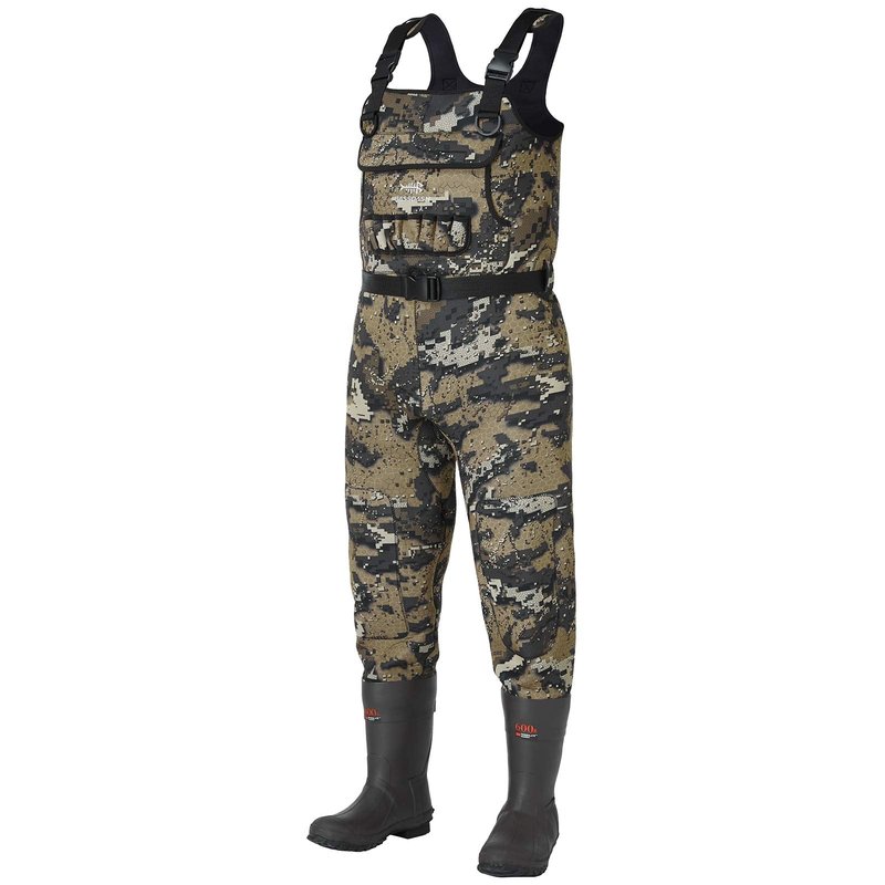 Bassdash Bare Camo Neoprene Chest Fishing Hunting Waders for Men with 600 Grams Insulated Rubber Bootfoot