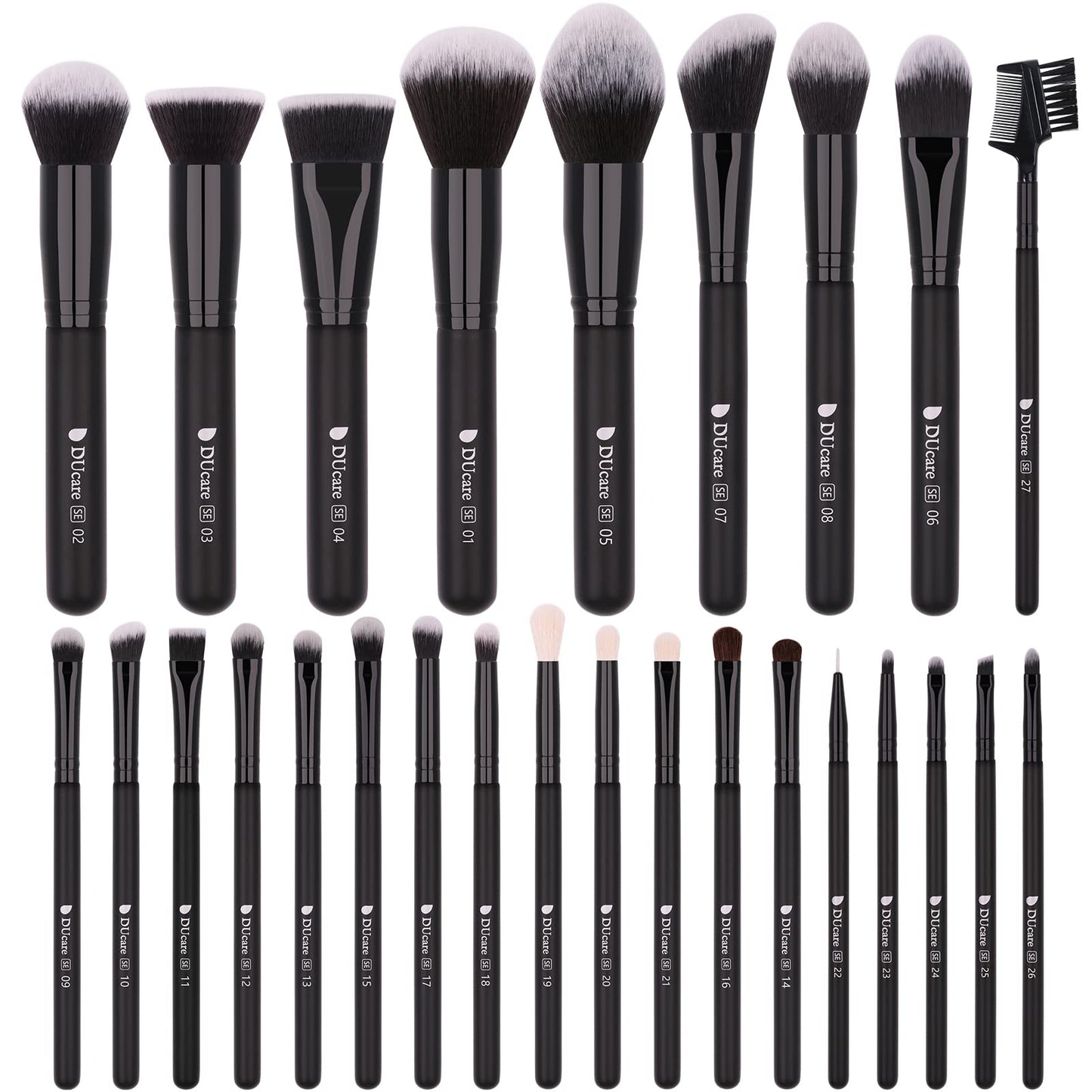 DUcare Makeup Brushes Set Professional 27Pcs Makeup Brushes Premium Synthetic Kabuki Foundation Blending Face Powder Blush Concealers Eye Shadows Make Up Brushes Kit White