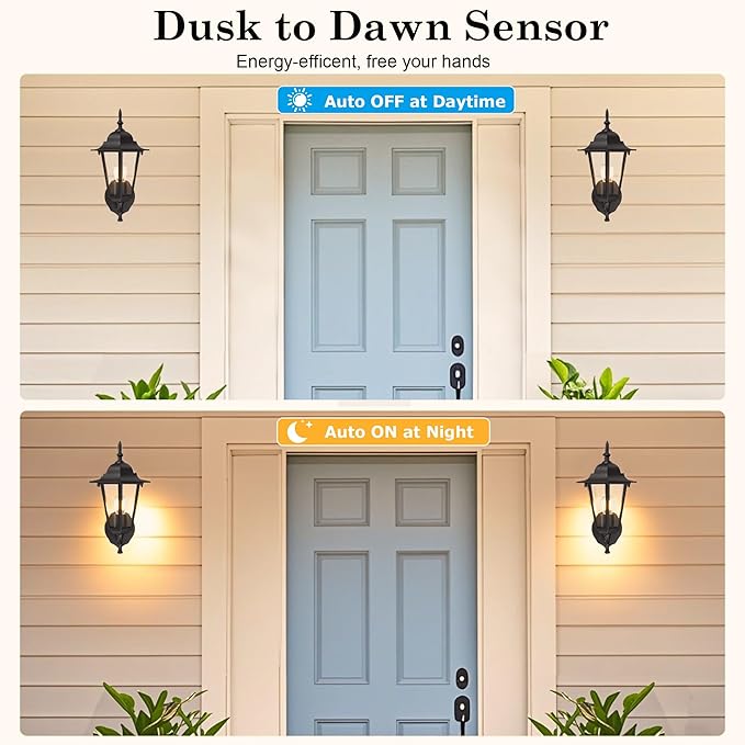 GRUENLICH Dusk to Dawn Outdoor Wall Sconce, Exterior Front Porch Lighting with Clear Glass, Black Aluminum Outside Coach Light for Patio Doorway Garage, 1 Pack