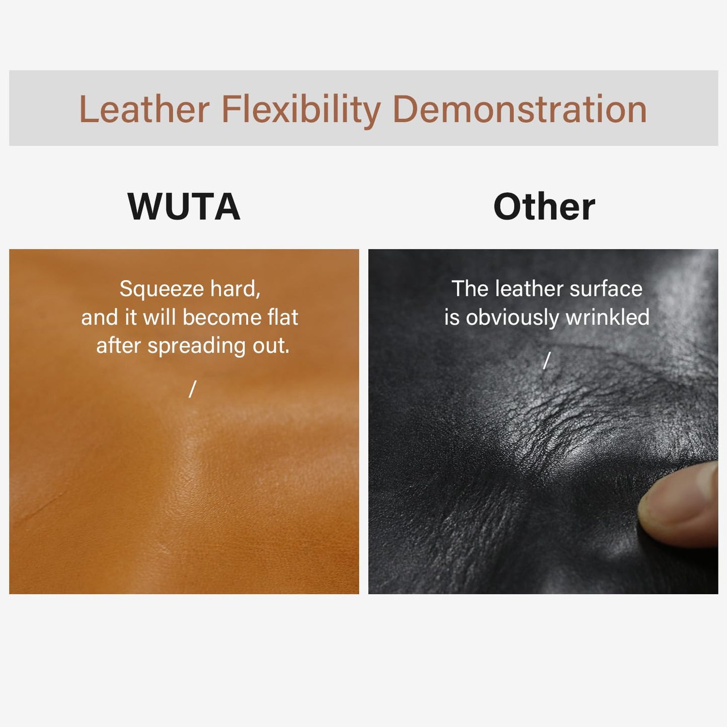 WUTA Full Grain Natural Vegetable Tanned Cowhide DIY Pre-Cut Vachetta Leather Genuine Leather Craft Material Handmade Bag Wallet (Brown, Irregular 1 SQ FT)