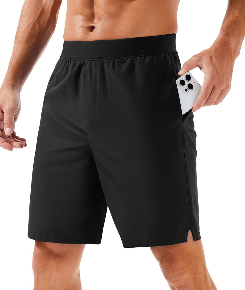 MAGCOMSEN Men's Running Athletic Shorts 8 Inch Inseam Quick Dry Lightweight Workout Gym Sports Hiking Shorts UPF 50+ Black 34