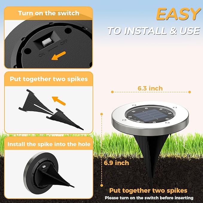 INCX Halloween Solar Lights Outdoor, Color Changing 12 Pack Solar Pathway Lights with Auto On/Off，Waterproof & Anti-Rust Landscape Lighting for Garden, Yard, Patio, Deck - Halloween Decorations