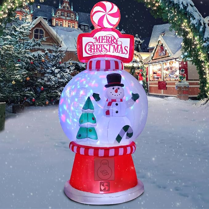 Christmas Inflatables Outdoor Decoration Christmas Blow Up Yard Decorations Inflatable Globe with Snowman Santa Tree Giant Outdoor Indoor Blow Up LED Light Yard Lawn Garden Home Party Decor