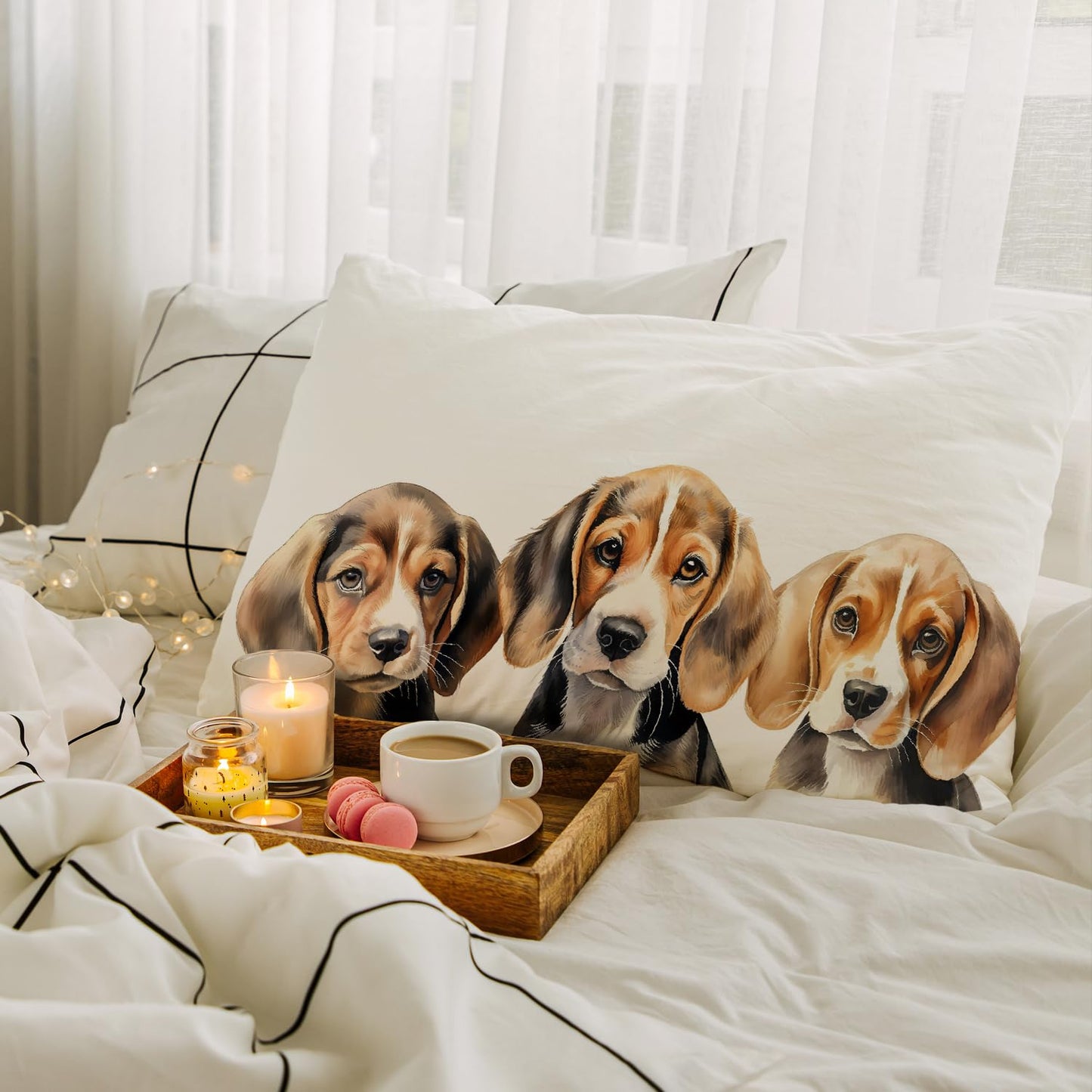 JINYO Beagle Pillow Covers 12x20, Beagle Lover Gifts, Dog Lover Mom Gifts Pillow Covers for Couch Bed Living Room Bedroom, Dog Home Room Decor