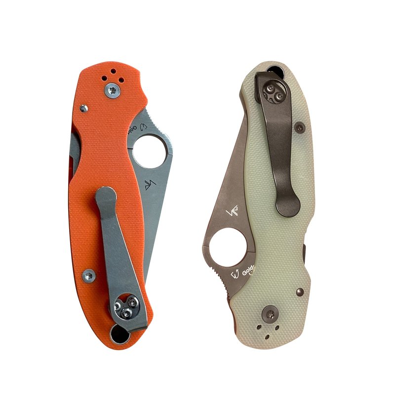 Titanium Deep Carry Pocket Clip for Spyderco Para 3 and Smock Knives, Premium Custom-made Pocket Clip with 3 Pieces Screws, Black