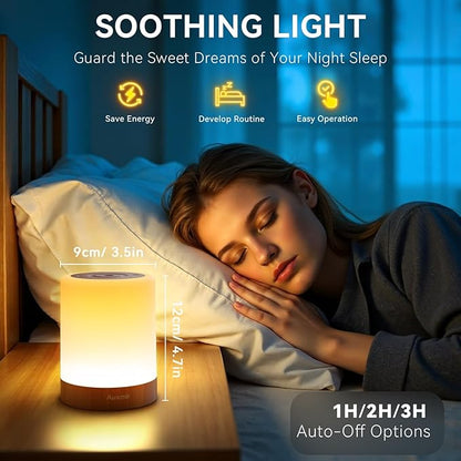 Auxmir Night Light for Kids Baby, Dimmable Touch Lamp for Nursery, 11 RGB Colors 5 Brightness, Portable Rechargeable Bedside Table Lamp for Nightstand, Kids Night Light for Bedroom Living Room