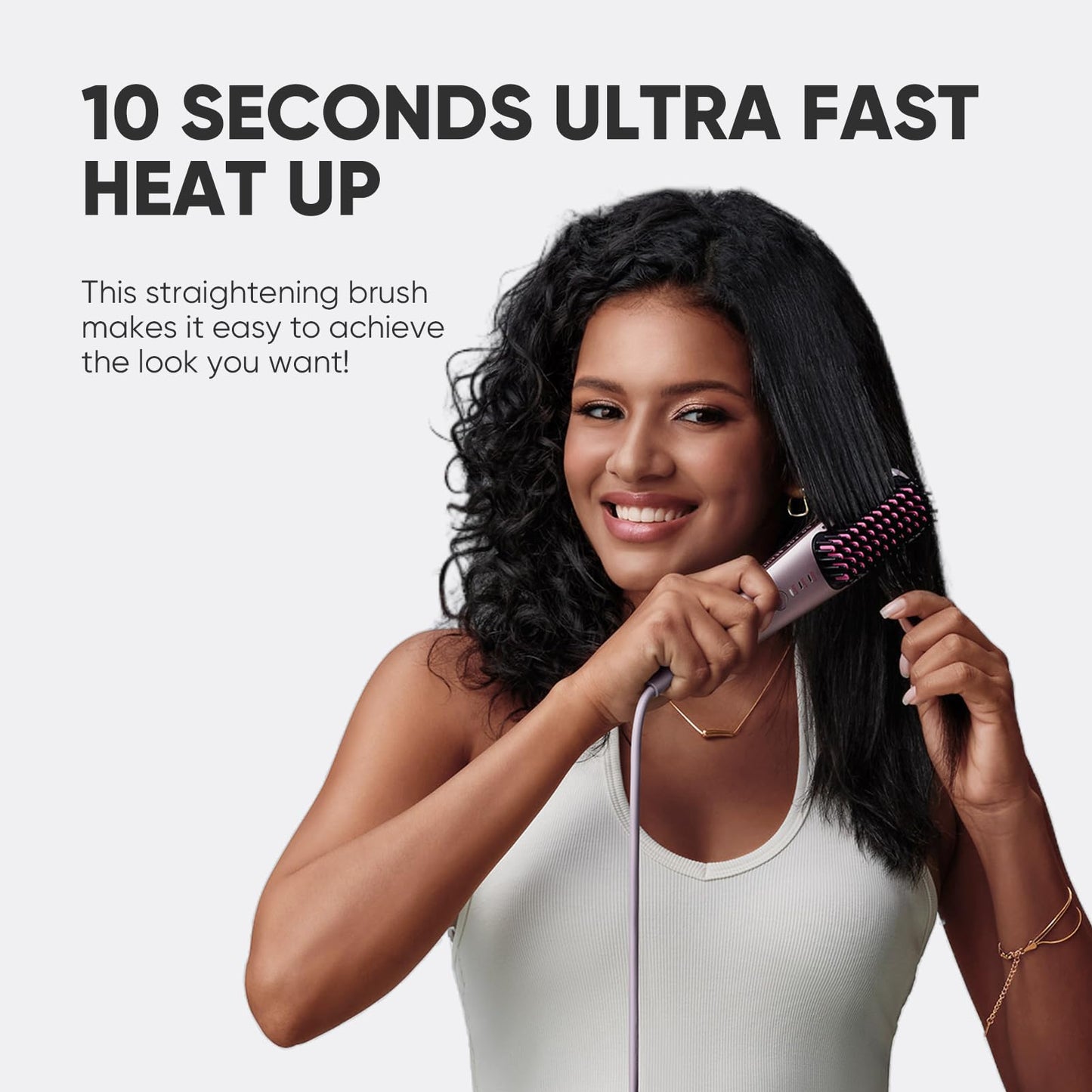 Beautigo Mini Ionic Hair Straightener Brush, Rose Gold