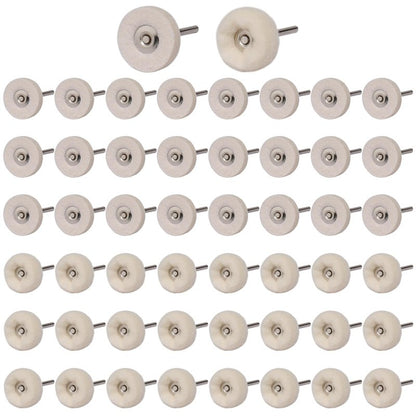 Shineboc 50 PCS 1 Inch Wool Felt Polishing Accessory Kits, 25 Each Spherical/Flat Buffing Wheels for Proxxon Dremel Rotary Tool - 1/8" Shank, Ideal for Wood Metal Jewelry and Glass Polishing