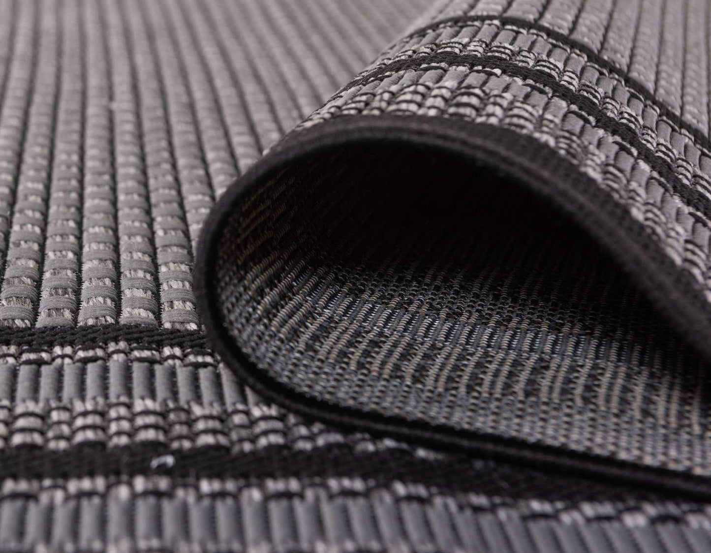 Unique Loom Outdoor Border Collection Area Rug - Multi Border (4' x 6' Rectangle, Gray/ Black)
