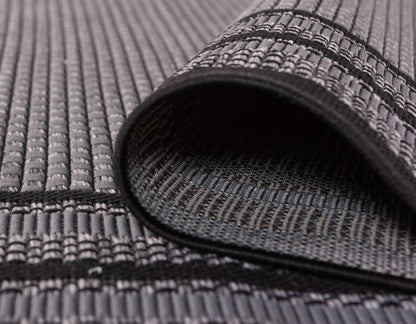 Unique Loom Outdoor Border Collection Area Rug - Multi Border (4' x 6' Rectangle, Gray/ Black)