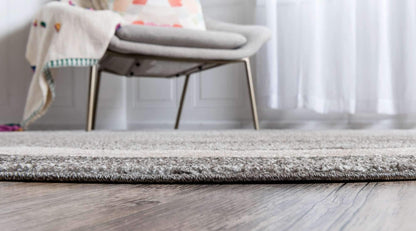 Unique Loom Del Mar Collection Area Rug - Maria (6' 1" Round, Gray/ Ivory)