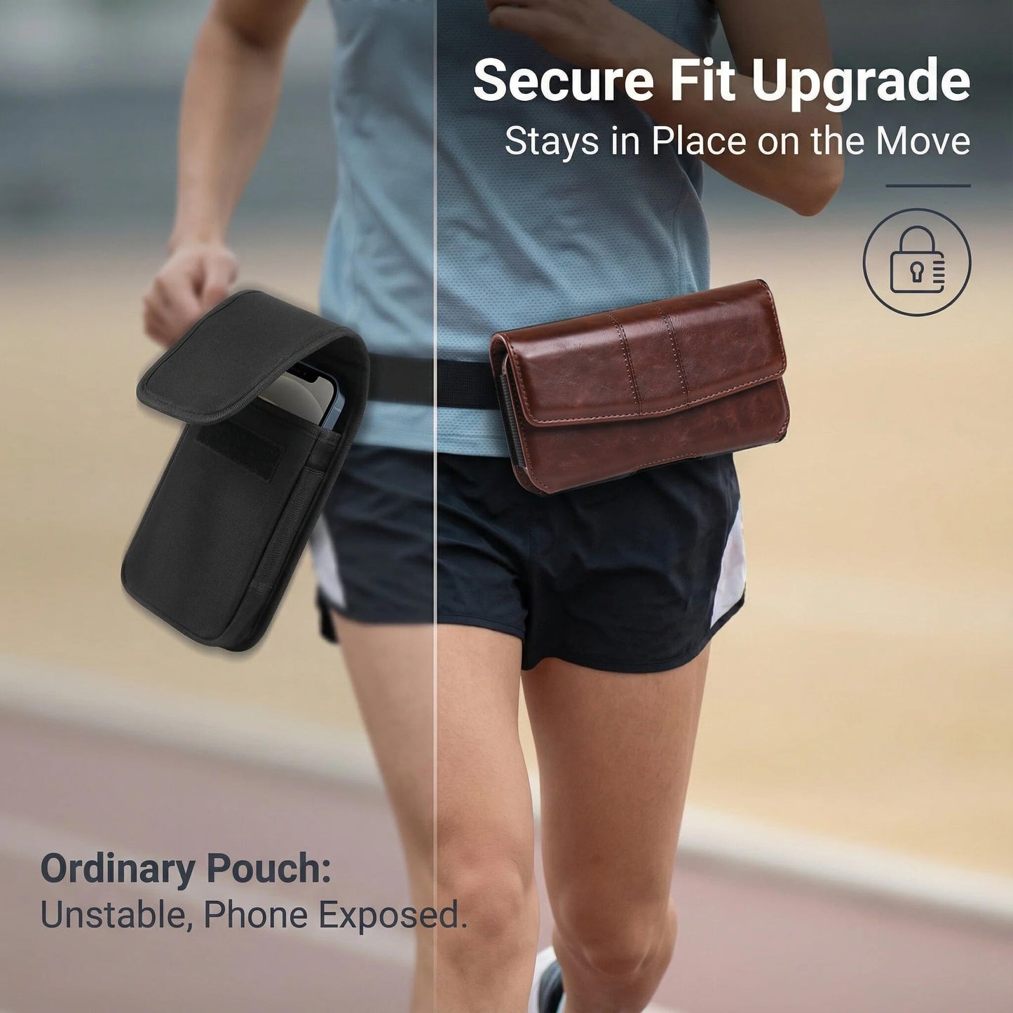 INGIDO Phone Holster Compatible with iPhone 16 15 14 13 12 and Pro, Galaxy S25 S24 S23 S22 S21 S20, Leather Phone Pouch with Metal Belt Clip, M-Coffee