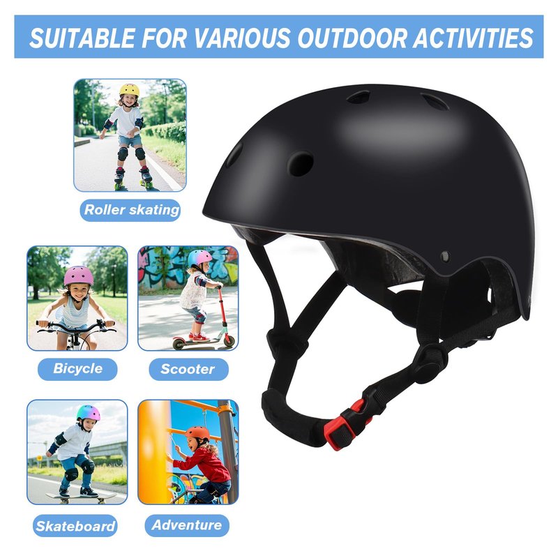 Color Gradient Adjustable Kids Bike Helmet with Knee & Elbow Pads Set | Multi-Sport Safety Gear for Boys & Girls Ages 5-14 | Skateboarding, Scooters, Roller & Inline Skating, Longboarding