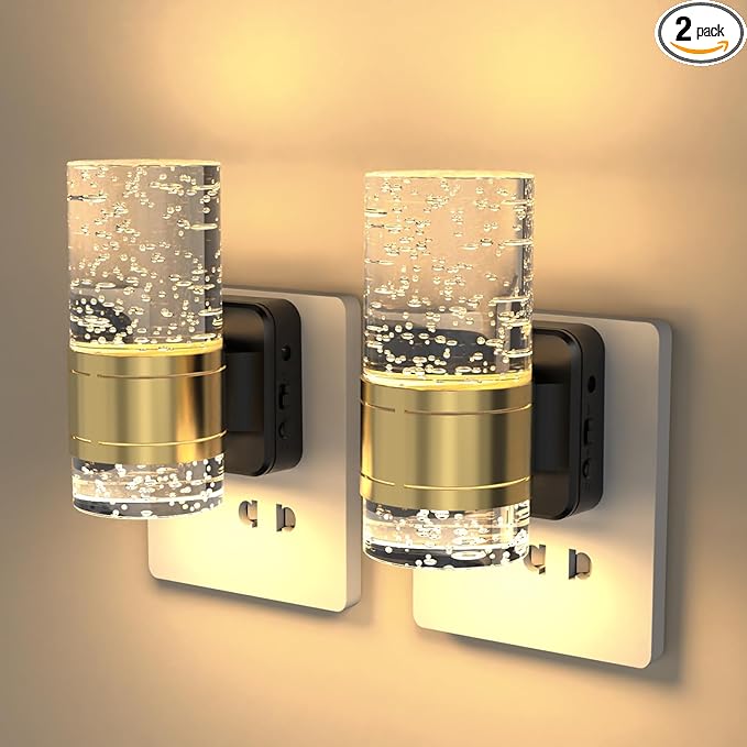 Night Lights Plug into Wall, 3 Color Temperature Nightlight, 0-100 LM Dimmable LED Night Light, On/Off Light Sensor by Switch, 180° Rotating Plug in Night Light for Bathroom Hallway Home Decor 2 Pack