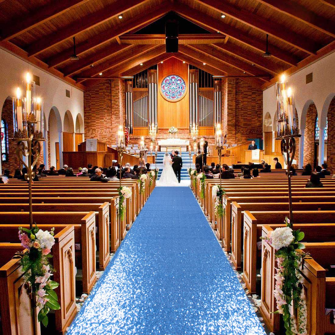 AMZLOKAE Aisle Runners for Weddings Sequin Aisle Runner Rustic Outdoor Rug Aisle Runner for Ceremony Sparkle Carpet Runner Bride Shower,Party Decor (2FTx15FT, Light Blue)