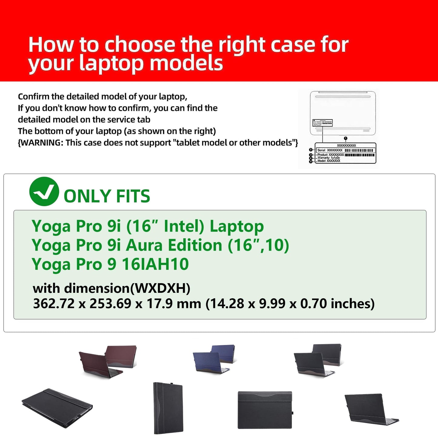 Laptop Cover for Lenovo Yoga Pro 9i (16″ Intel) Laptop All-Inclusive Drop-Proof Case 16inches PU Leather Inner Pocket Cover (Wine red)
