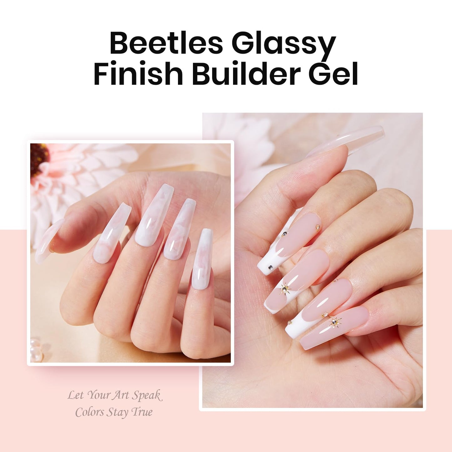 Beetles Builder Gel for Nails-3 Colors 9 in 1 Nail Extension Sculpting Building Clear Nude Pink Hard Gel Kit with Base Top Coat for Pros Women,UV & LED Lamp Cured Needed
