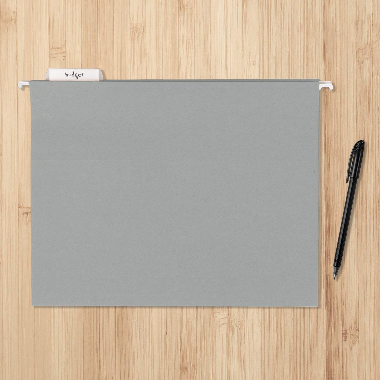 Amazon Basics Hanging File Folders with Adjustable Tabs for Document Organization, Letter Size, Gray, 25-Pack