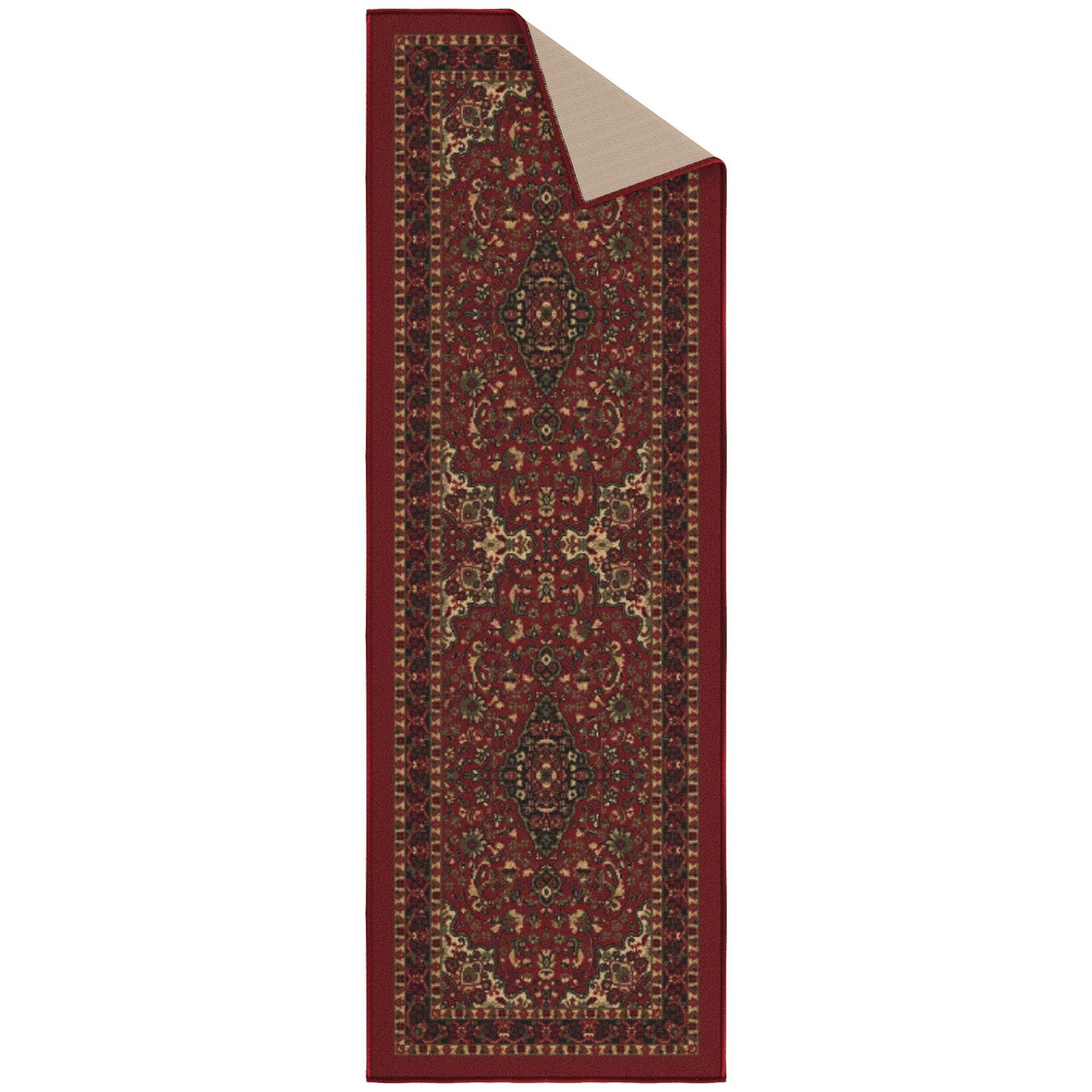Ottomanson Hallway Runner Rug 20" x 53" Non Slip Oriental Area Rugs Easy to Clean Laundry Rug Runner Durable & Pet Friendly Floor Carpet Runners for Hallways Entryway Living Room Kitchen, Red