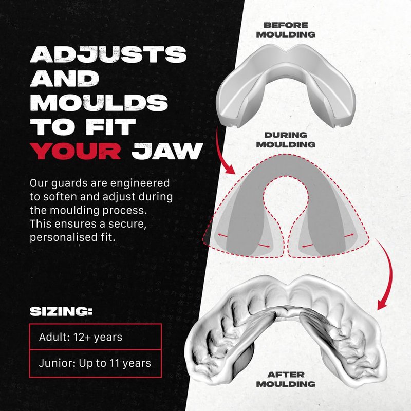 SAFEJAWZ Mouth Guard, Slim Fit Mouthguard for Youth with Case, Easy Fit Remoldable Mouthpiece for Football, Boxing, Lacrosse, MMA, Basketball & All Contact Sports (Kids <11 Years, Clear)