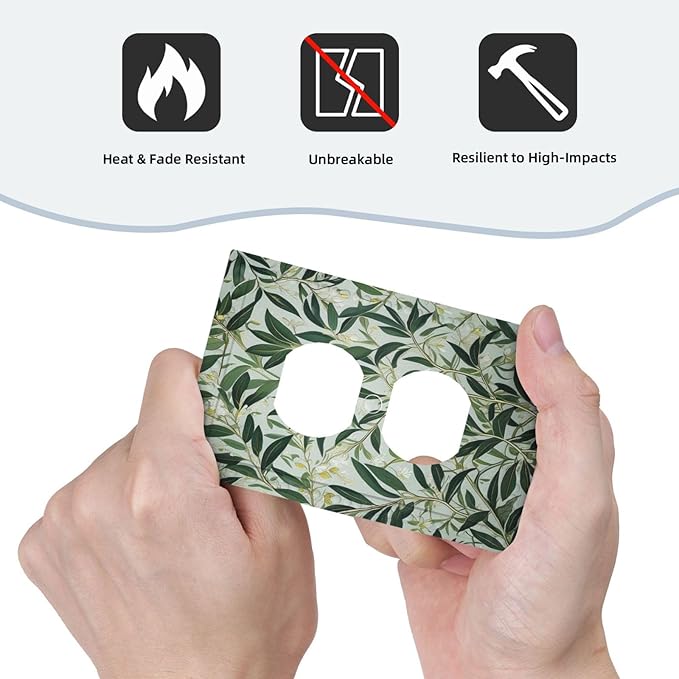 Sage Eucalyptus Leaves Foliage Light Switch Cover 1 Gang Outlet Plate Single Duplex Wall Plate Covers Decorative Switchplate Covers Electrical Faceplate for Home Decor