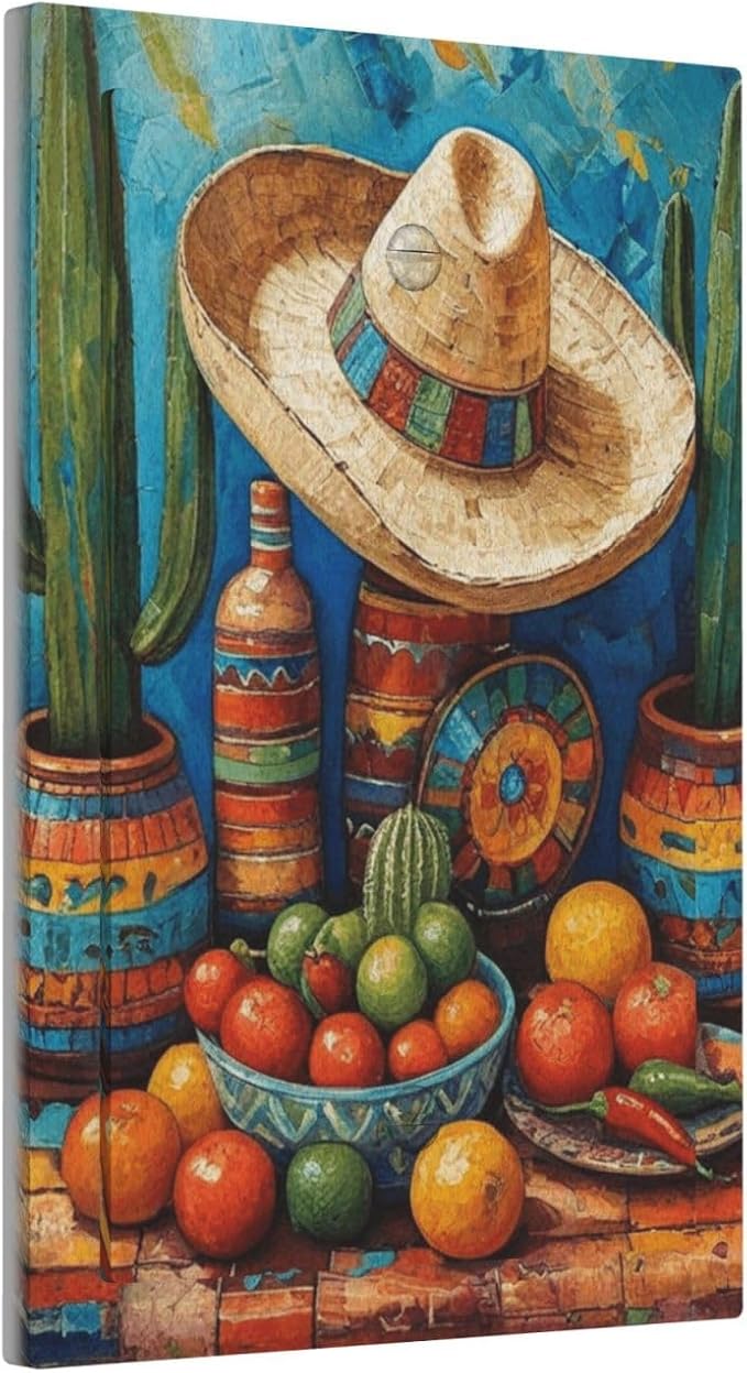 Decorative Art Light Switch Covers Mexican Sombrero & Serape Vibes 1 Gang No Device Blank Switchplate Electrical Faceplate for Home Decor