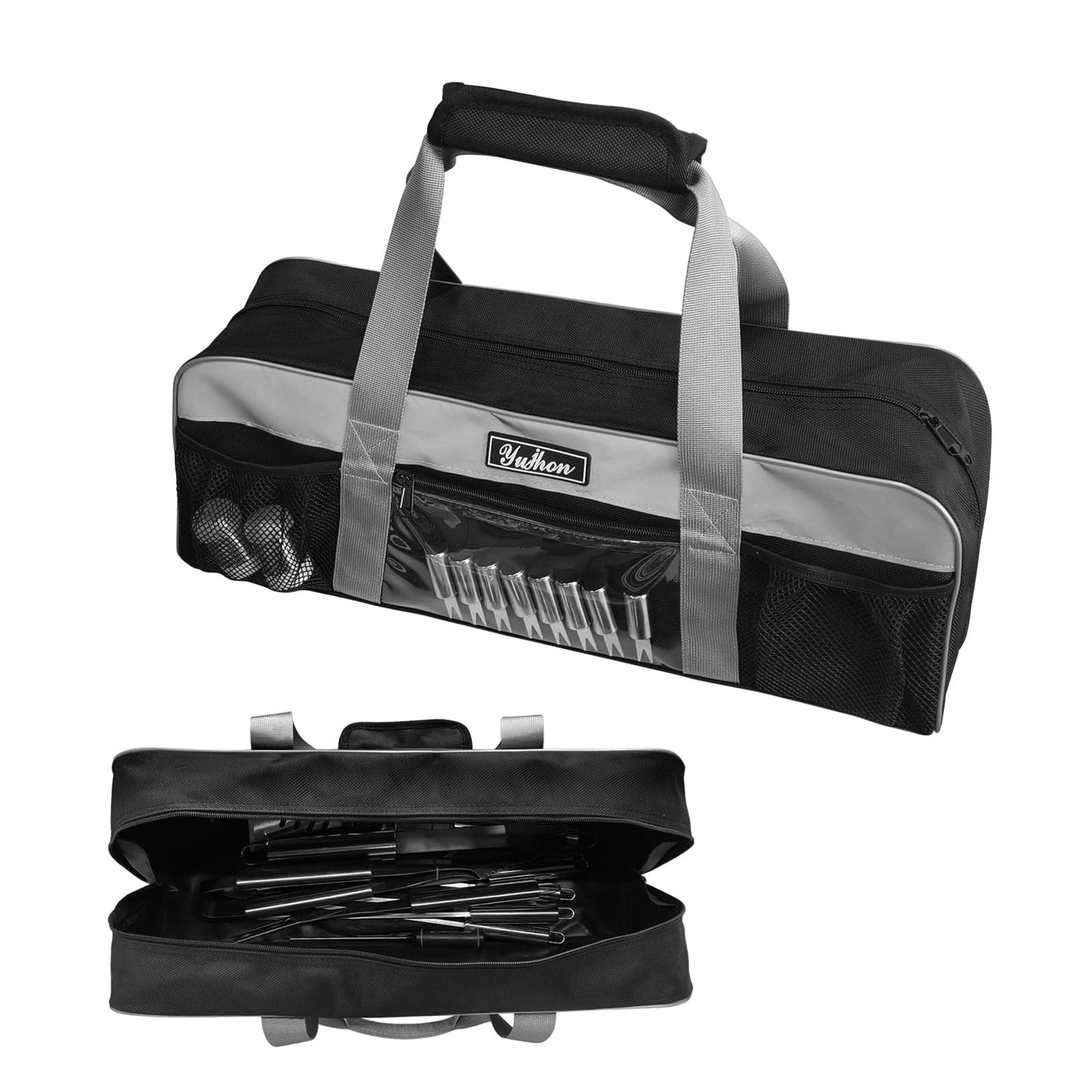 22 Inch BBQ Grill Tool Bag, Heavy-Duty 1680D Oxford Grill Utensil Carrying Bag, Water-Resistant Organizer for Long Grilling Tools, Camping, RV, Tailgating(Bag Only)