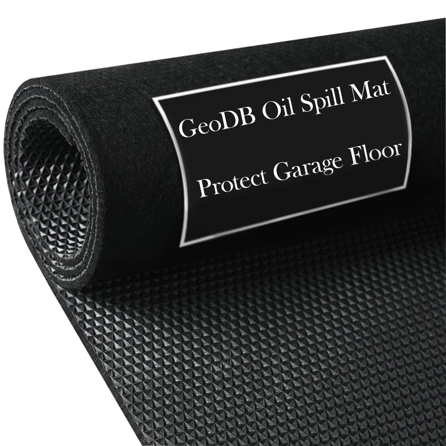 GeoDB Oil Spill Mat, Absorbent Grease Garage Floor Protector Under Car Auto Repairs, Oil Change Leak Resistant Heavy Duty Rubber Mat for Driveway Tractor Mower, 64" x 32" Black