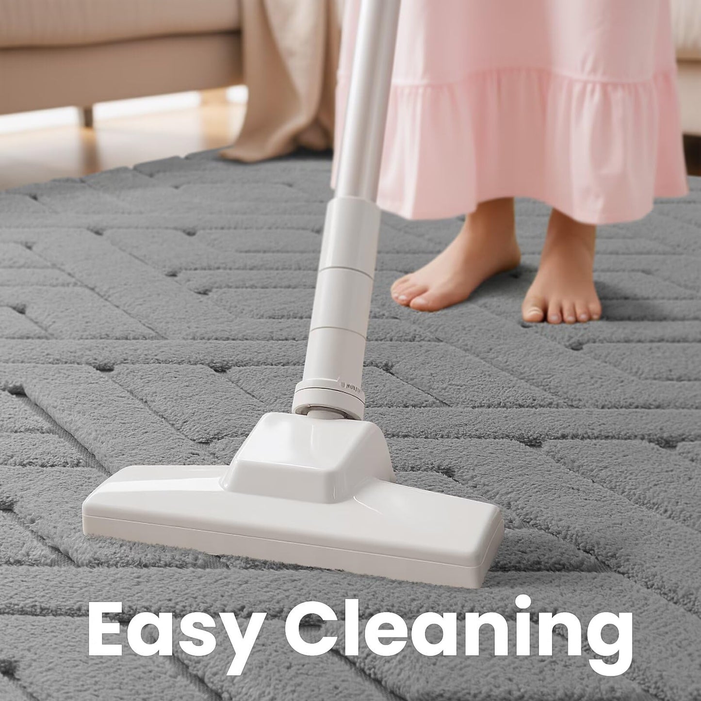 Macgace Ultra Soft Grey Area Rug for Bedroom, 4x6 Modern Geometric Shag Rugs with Nonslip Backing for Living Room, Washable Fuzzy Carpet for Cozy Kids Room Nursery