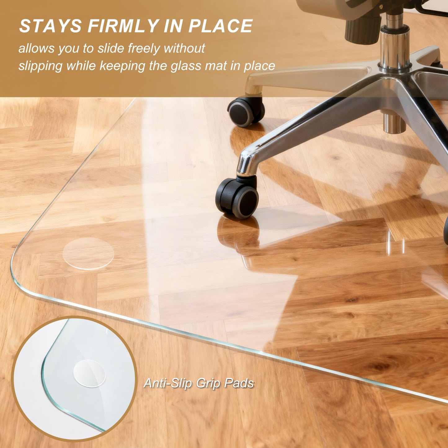Vicwe Glass Chair Mat for Carpet,32"x48" Tempered Glass Office Chair Mat,1/5" Thick Glass Chair Mat with Rounded and Polished Edges,Smooth Glide for Carpet & Hardwood Floor Protection