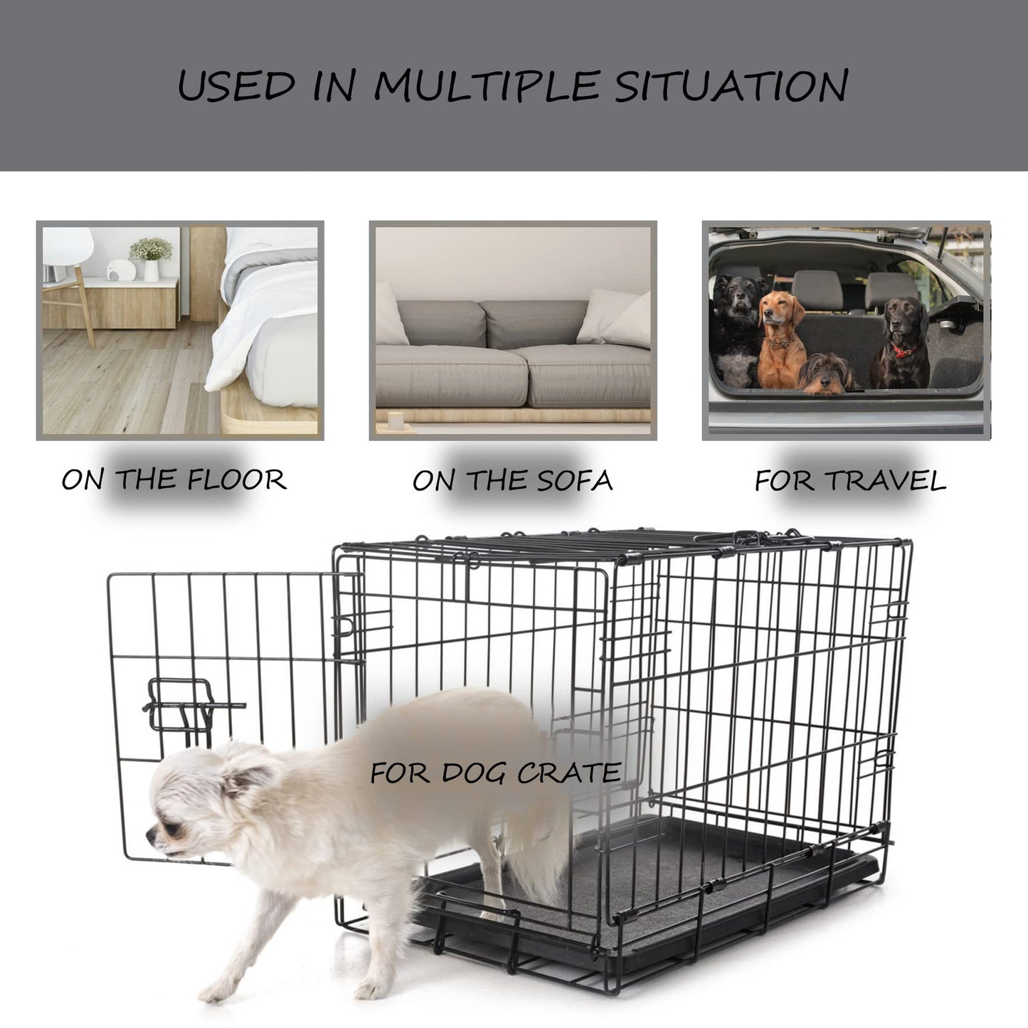 Washable Dog Bed Mat Ultra Soft Dog Crate Pad Comfy Fluffy Pet Kennel Beds Sleeping Mattress for Large Jumbo Medium Small Dogs, 36 x 23 Inch, Gray