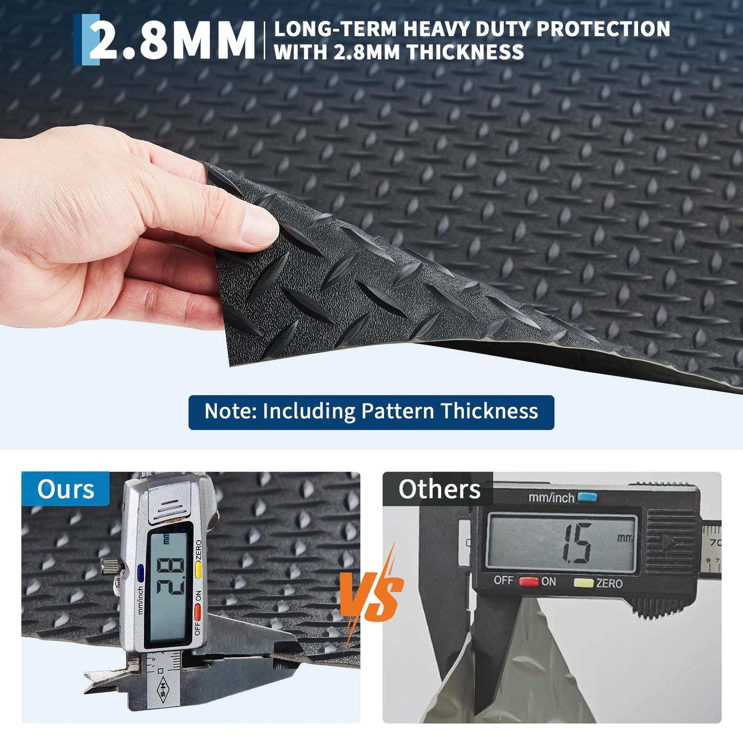 7.8 x 18 FT Garage Floor Mat, ExploreHorizon 2.8mm Thickened Flooring Roll Diamond Plate PVC Rubber Trailer Mat, Non-Slip Floor Protector Mat for Garage, Warehouse, Gyms, Trailer, SUV