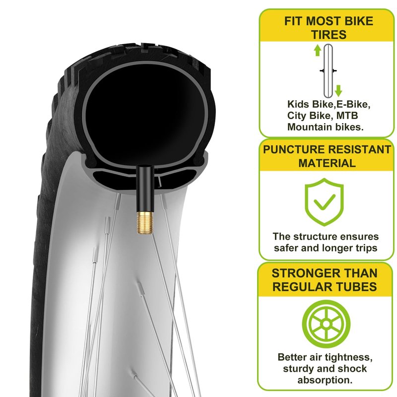 2 Pack 16" Kids Bike Inner Tubes Fit 1.75/1.95/2.125 with 32mm Schrader Valve, 16'' x 1.75/2.125 Tyre Tube with 2PCS Levers, 16'' Bike Tube Compatible with Kids/Road Bikes by Hydencamm (2 of One Size)