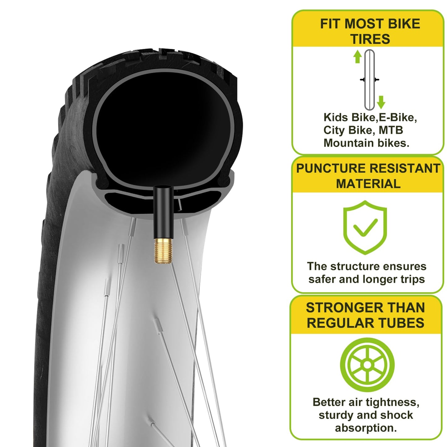 Hydencamm 4 Pack 26x3 Bike Tube, 26 X 3.0/3.50 Bicycle Tube 32mm AV Schrader Valve with 2 Tire Levers, Butyl 26x3 Bike Tire Tube Compatible with 26X3.0 26 X 3.5 for EBike/Electric/Mountain Bike